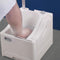 Person using a foot bath device with water running over their feet.